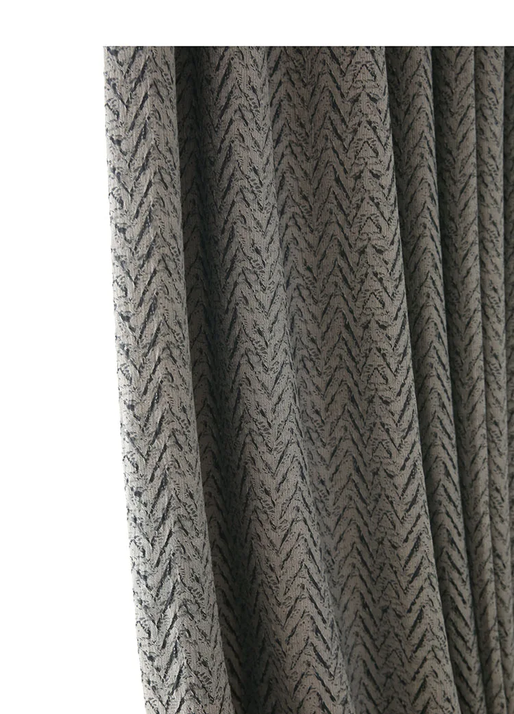 Light Luxury American Gray Jacquard Thickened Blackout Curtains for Living Room and Bedroom Customized Products