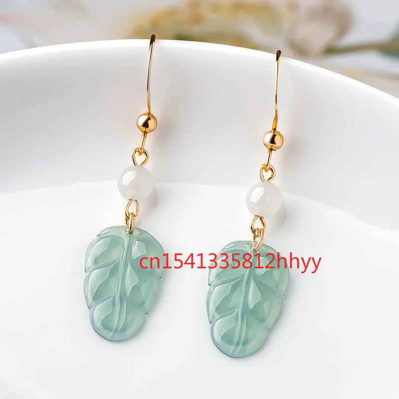 

Hot Selling 925 Silver Natural Jade Leaf Earrings Charm Jewellery Hand-Carved Earrings for Women Men Fashion Accessories