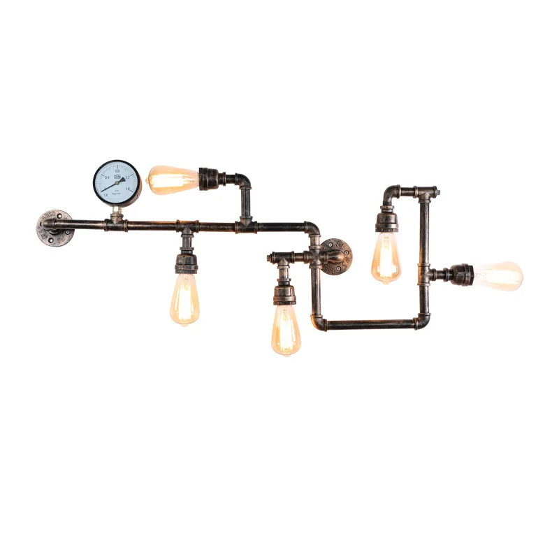  Creative American rural industrial wind cafe bar lamp wrought iron pipe wall lamp restoring ancient - 32440533288