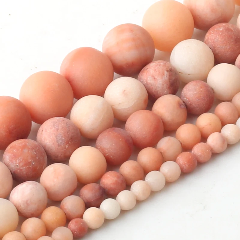 

Wholesale Natural Stone Pink Aventurine Frosted Beads Matte Round Loose Beads 4 6 8 10 12MM For Jewelry Making Fit DIY Bracelet