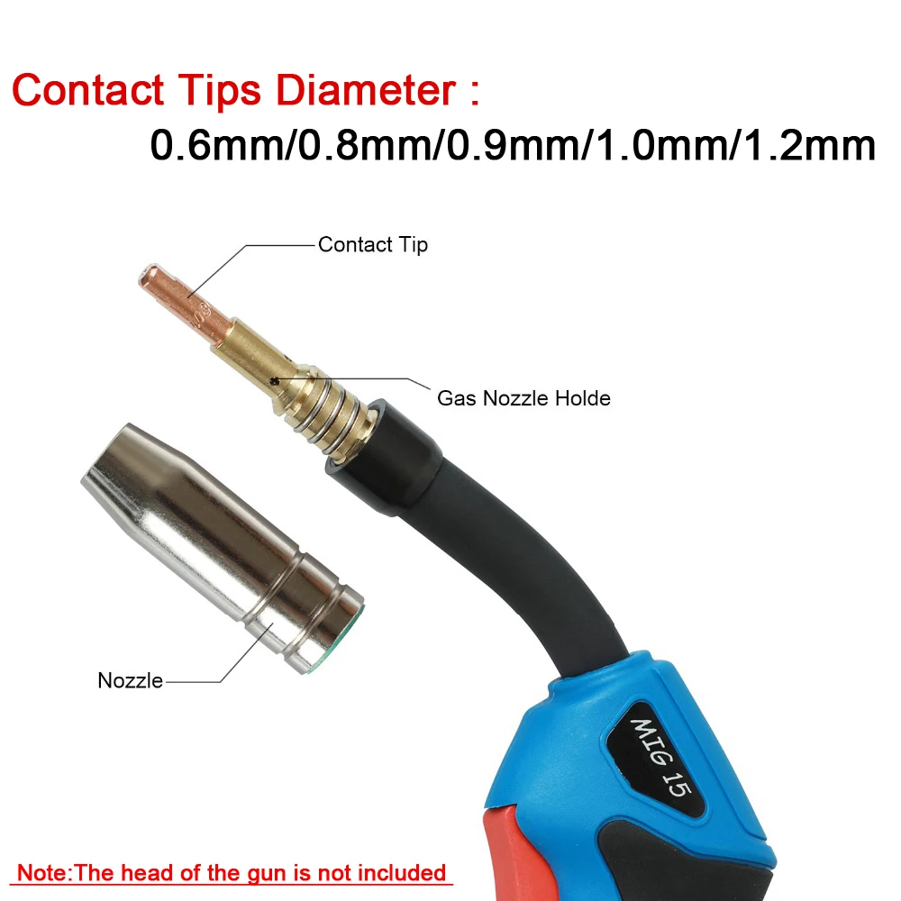 14Pcs Welding Torch Nozzle MB-15AK Argon Arc Welding 0.6/0.8/0.9/1.0/1.2mm Nozzle Contact Tip 15AK MIG MAG Welder welding torch plasma cutter electrodes nozzles