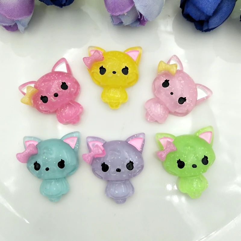 12 шт. полимерные Разноцветные Украшения с изображением кота из мультфильма, украшения с плоской задней стороной для скрапбукинга, бусины, аксессуары для творчества - Цвет: Mixed