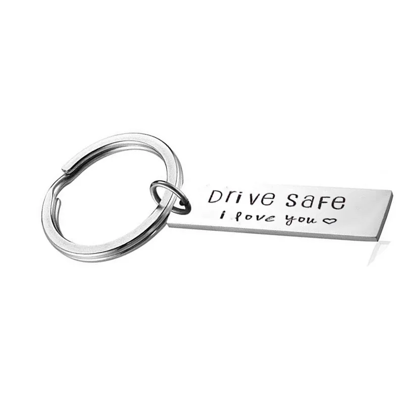 Модный безопасный брелок для ключей с надписью «I Love You Here With Me», семейные брелки для влюбленных, ювелирные изделия