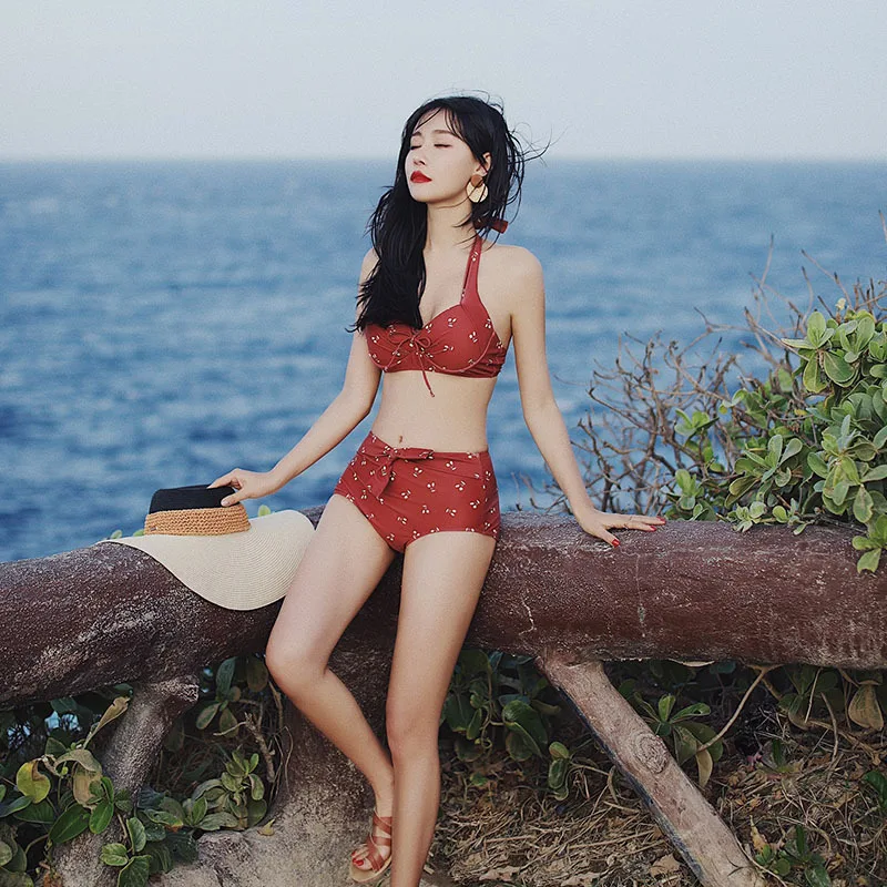 

Bathing Suit Women's Fashion Sexy Bikini Conservative Students South Korea Graceful Hot Springs Sun Blocking Split Type Three-pi