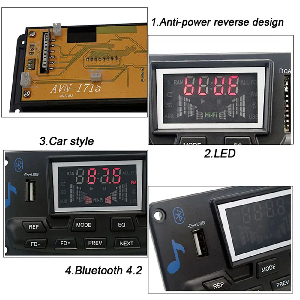 Bluetooth MP3 декодирующая плата модуль светодиодный 12 в USB/SD/MMC wav-декодер Запись MP3 плеер папки коммутационная карта ридер с управлением приложением