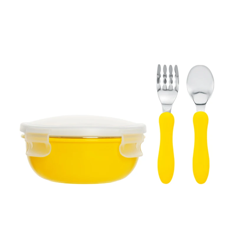 Hogokids Dish Set of Children's Dishes Stainless Steel Bowl Children's Dish Tableware for Feeding Baby Feeding Bowl Dinnerware - Цвет: H41-114-A-Yellow