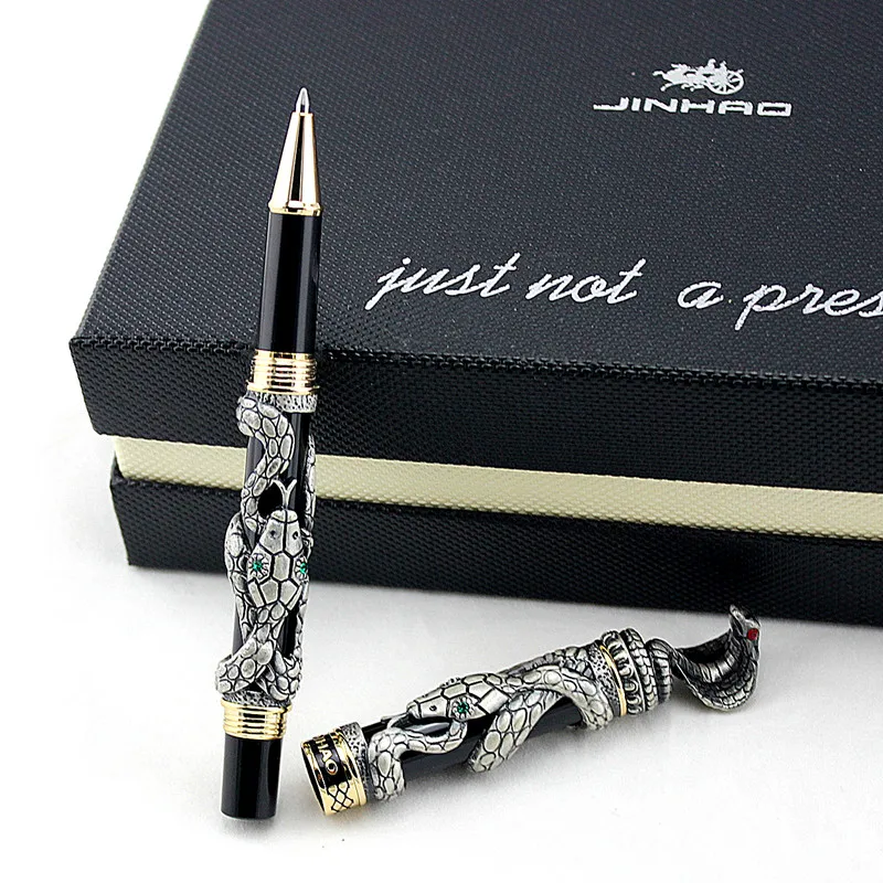 Роскошный JINHAO металлическая змеиная авторучка винтажная Iraurita изысканный Подарочный набор бизнес чернильные ручки caneta tinteir - Цвет: roller ball pen