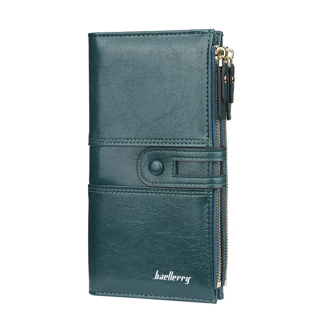 2022 Name Engrave Women Wallets Fashion Long Leather Top Quality Card Holder Classic Female Purse  Zipper Brand Wallet For Women Dark Green