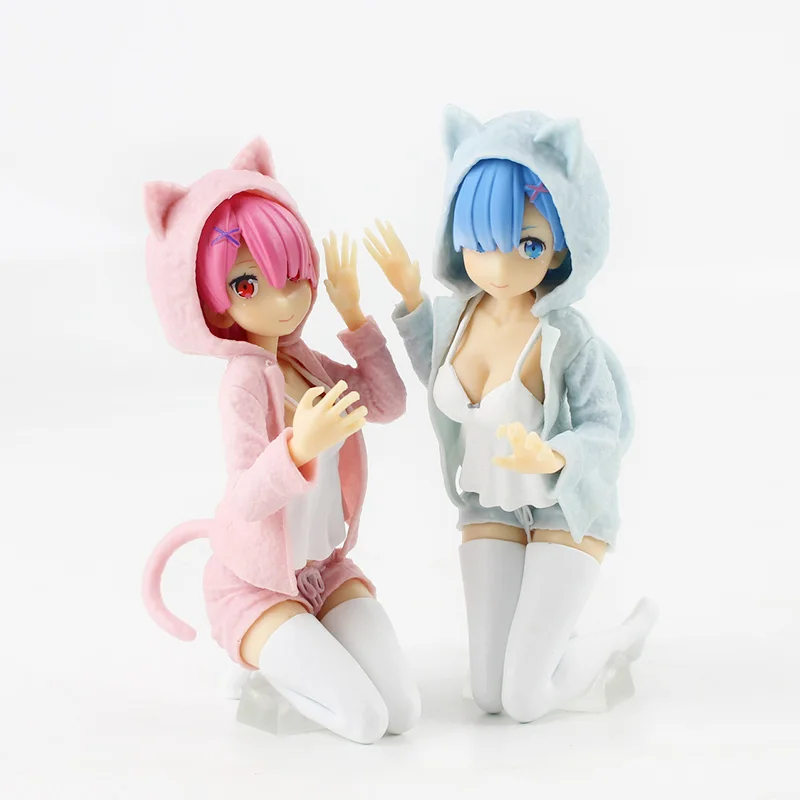 2 шт./компл. 12 см Re: жизнь в другом мире от Zero Rem Ram Nyanko Mode Сексуальная статуя красоты ПВХ Модель Фигурки игрушки куклы - Цвет: Style B opp bag