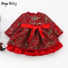 AmyaBaby/платье для дня рождения с длинными рукавами для девочек; бархатное зимнее платье принцессы в китайском стиле на год и Рождество для девочек