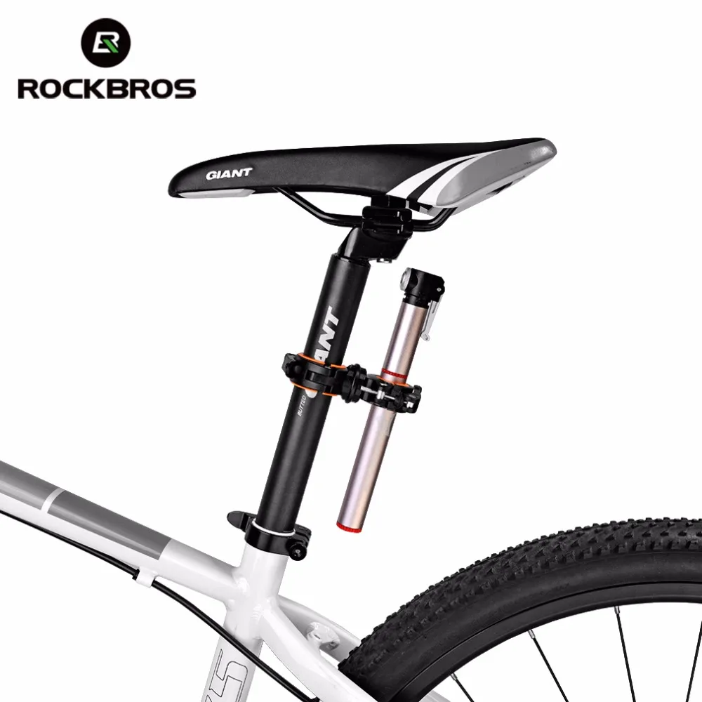 Top ROCKBROS Cycling Bike Rotating Light Double Holder LED Front Flashlight Lamp Pump Handlebar Holder Bicycle Accessories, 4 Colors 4
