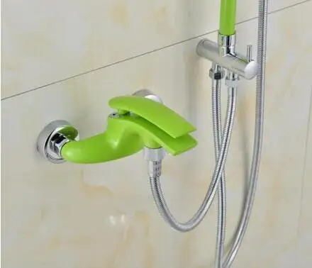 green and chrome Vidric латунный Смеситель для ванны и душа Хромированный и белый готовая настенная ванна кран открытый B& S кран Набор дождевой Душ h - Цвет: green and chrome