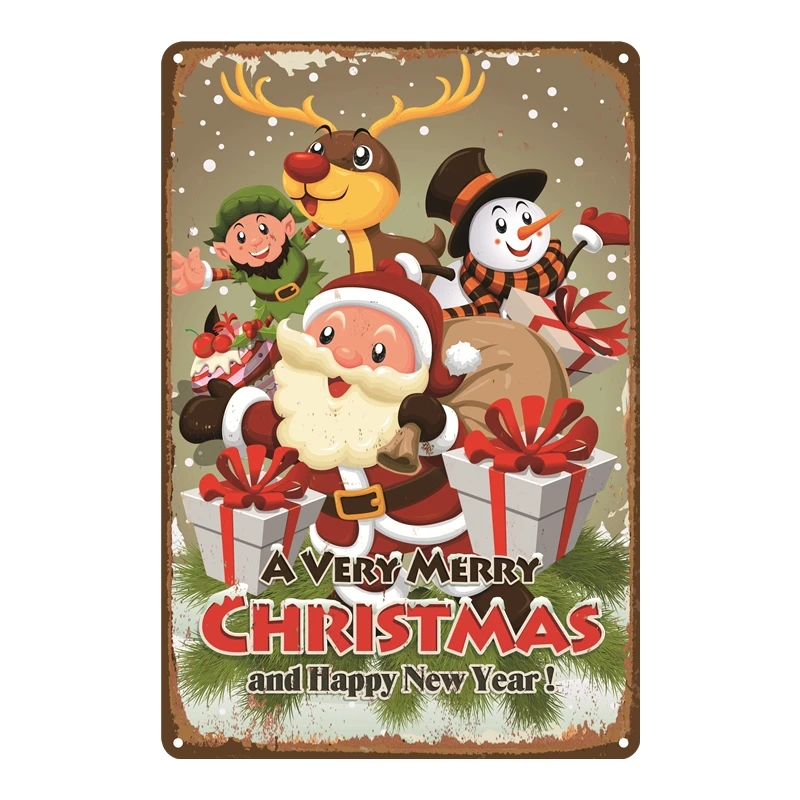Merry Christmas Санта Клаус металлическая табличка Настенный/дверной Декор винтажные металлические жестяные вывески домашний декор хороший подарок Ретро Живопись плащи
