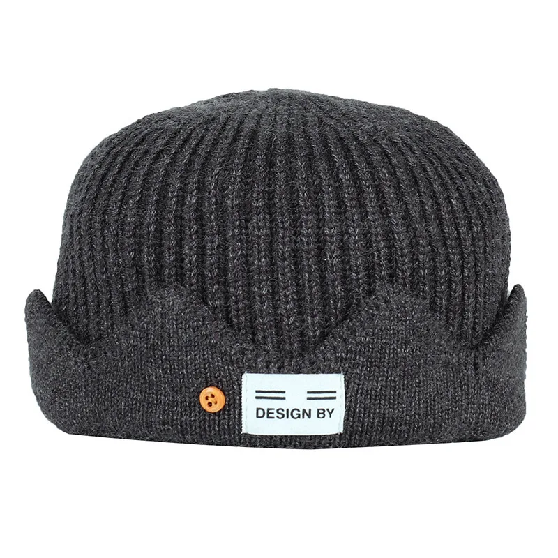 Дикая личность шерстяная шляпа женщина Skullcap Красивая драма мужской основной непрерывной системы школы ветер корона вязание шляпа - Цвет: Darkgrey