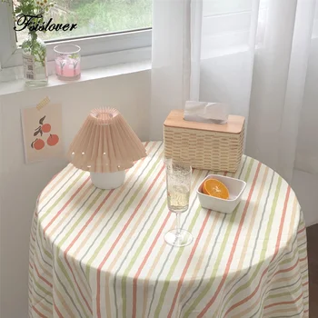 

FSISLOVER 2020 Colorful Striped Tablecloth Picnic Cloth Decorative Table Cover DIY Background Cloth mantel redondo