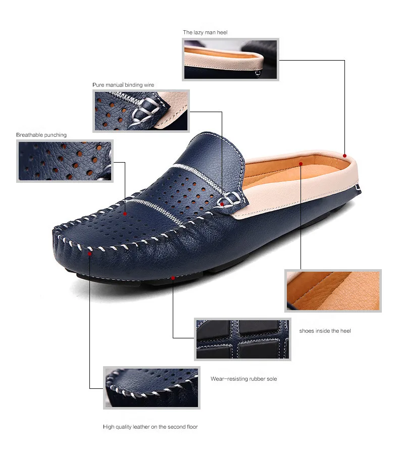 Summer Men Casual Shoes Moccasins Italian Breathable Slip on Boat Shoes Men Leather Mens Penny Loafers Luxury