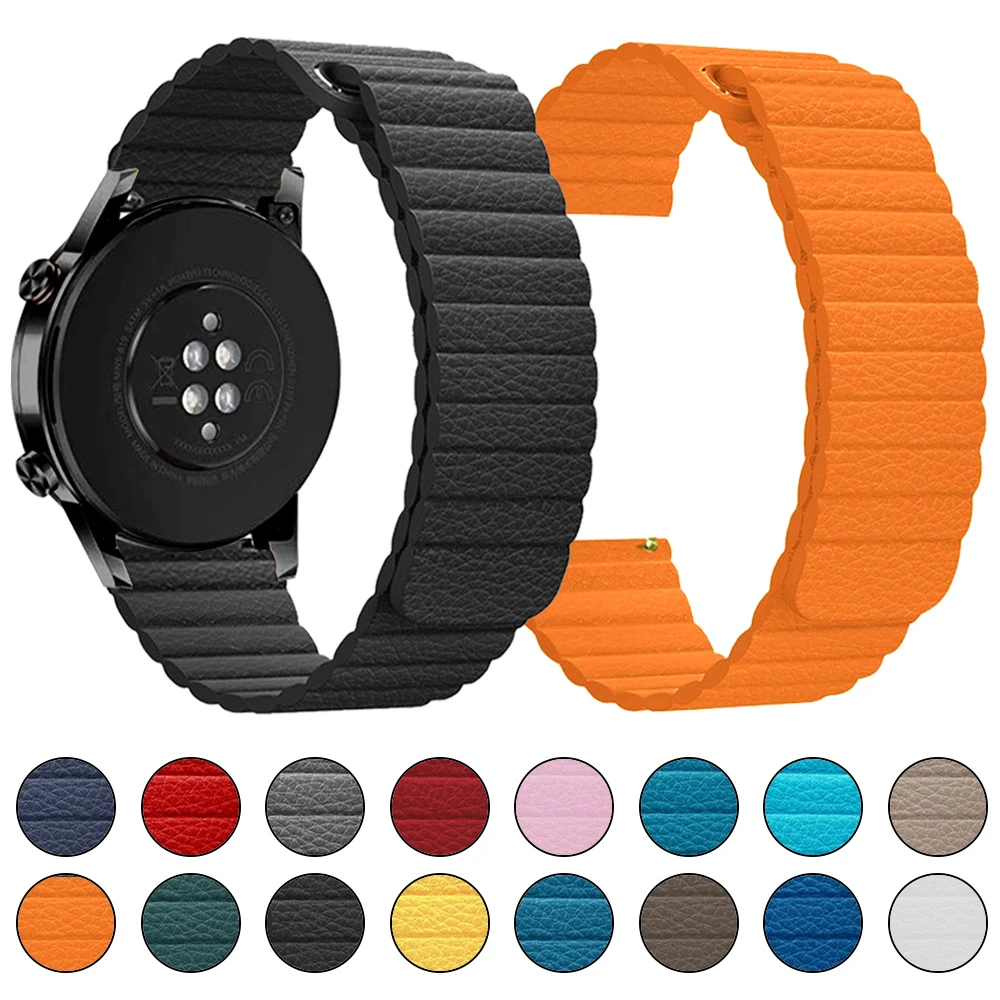 

Magnetic Leather Strap for HONOR Magic 2 42/46mm Watchband for HONOR ES/GS Pro Watch Wrist Band 20mm 22mm Loop Bracelet Belt