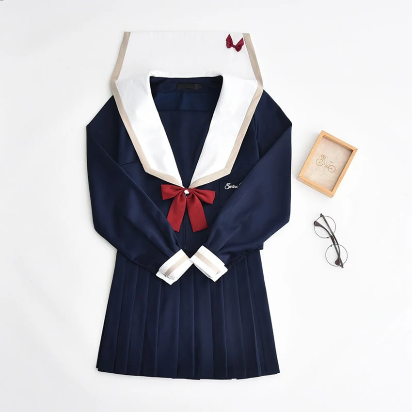 SnowWhite JK японская школьная форма Styke Kawaii для девочек темно-синий матросский Косплей вечерние японская Корейская школьная юбка одежда в стиле аниме - Цвет: Color 1  4PCS