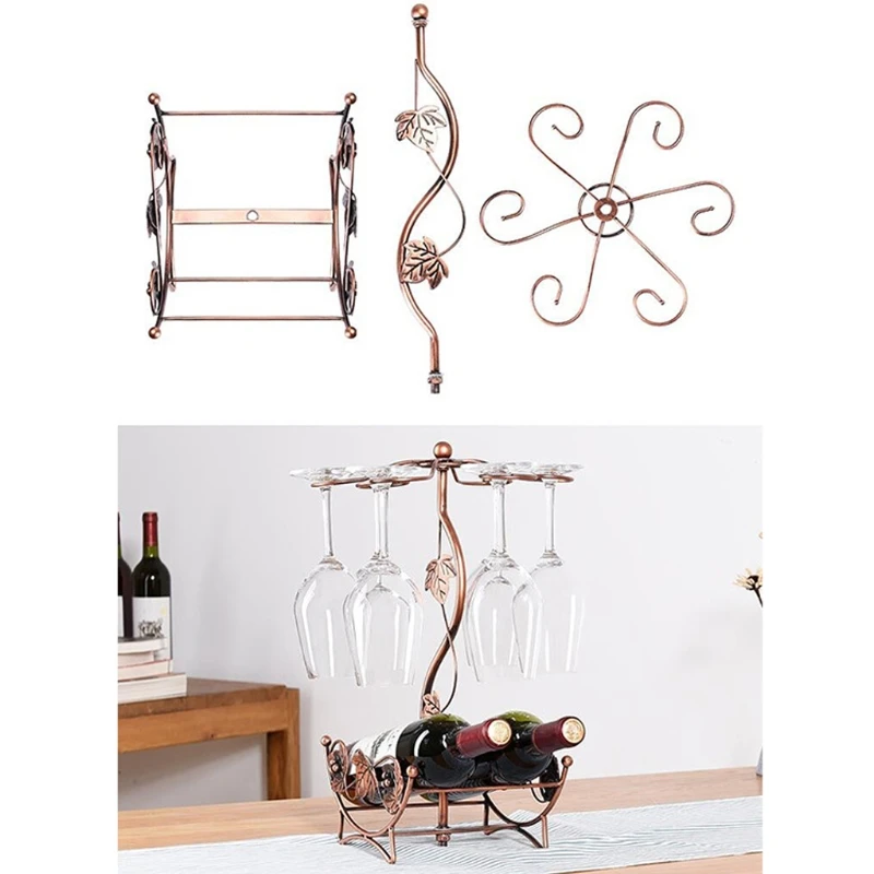 Estante de hierro forjado duradero para copas de vino, soporte de carga fuerte, antideformación, estante de exhibición para el hogar
