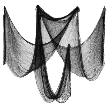 

3 Pieces of 30 Inch x 157 Inch Halloween Black Gauze Decoration Halloween Party Window Sill Wall Decoration