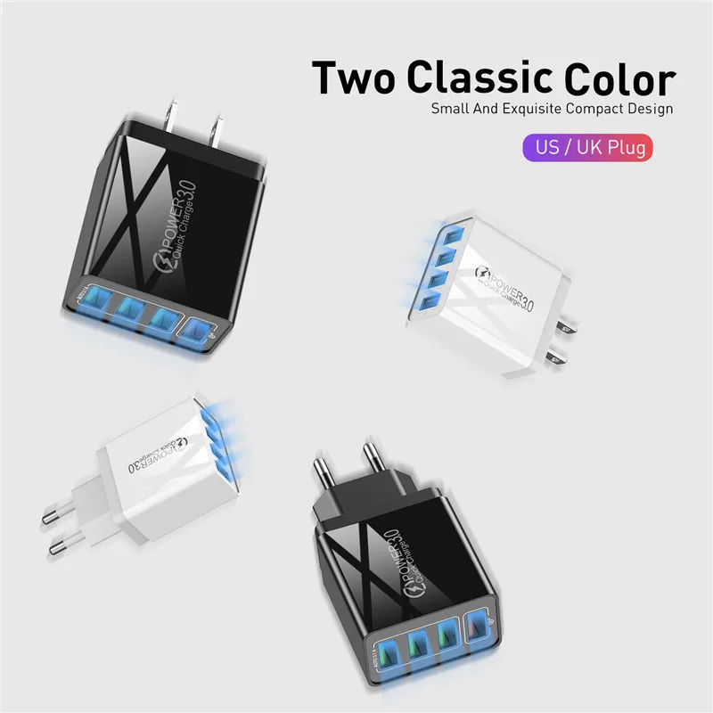 USLION 3.1A USB зарядное устройство Quick Charge 3,0 48 Вт Быстрая зарядка EU UK вилка настенный адаптер для мобильного телефона для iPhone samsung Xiaomi Mi 9