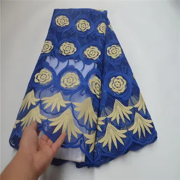 

African Lace Fabric High Quality Nigerian Pure cotton Embroidery with Rhinestone French Net Lace Fabric for Women dress 5yards