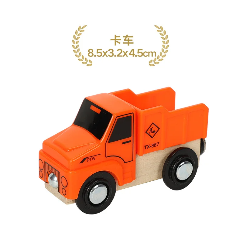 Magnetic Wood Truck Car Train Rail Model Toy Engineering Truck Bus 6