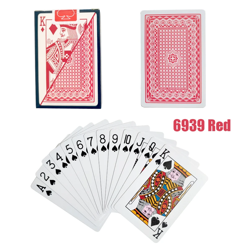 Шаблон Baccarat пластиковые водонепроницаемые игральные карты игры техасский холдем покер карты; настольные игры 58*88 мм карты - Цвет: 6939 RED