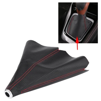 

15mm Universal PU Leather Car Auto Gear Shift Collars Carbon Fiber Car Manual Shifter Gear Shift Boot Cover Gaiter