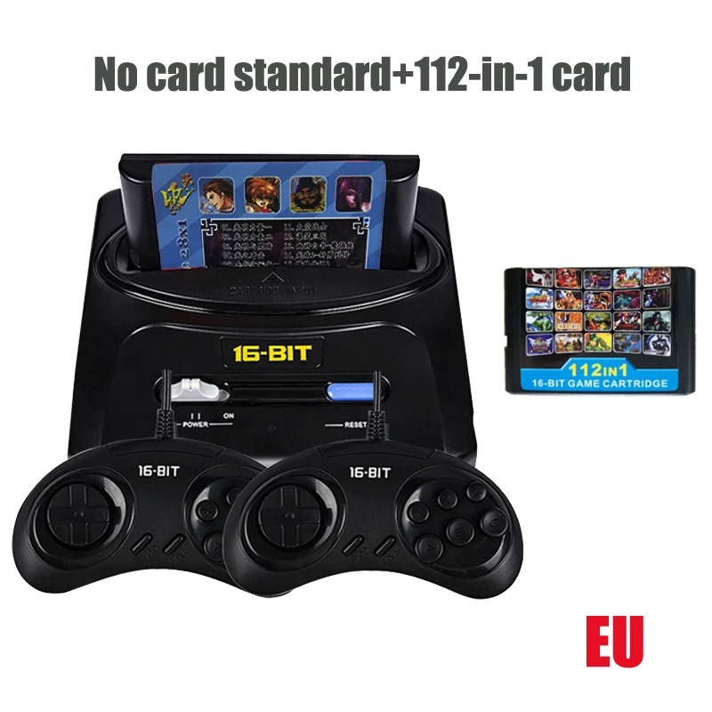 POWKIDDY K5 Ретро Мини ТВ Видео игровая консоль для sega MegaDrive 16 бит игры встроенные 30 игр два геймпада AV Out отправить карту - Цвет: EU AND 112CARD