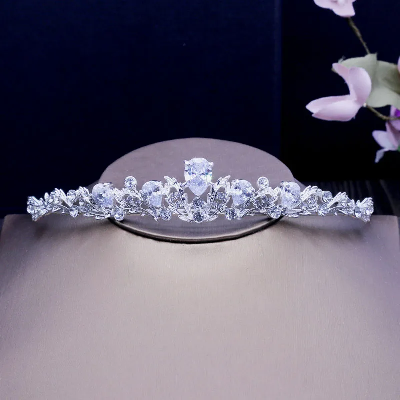 SLBRIDAL Великолепная арт-деко свадебная тиара головная повязка Корона Стразы тиара, свадебное головное Украшение Аксессуары для волос из жемчуга подружек невесты
