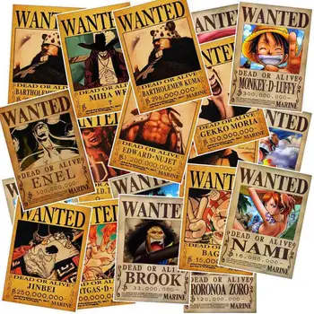 

25 Pcs/set Anime ONE PIECE Series Wanted Craft Print Sticker Luffy Shanks Sticker Suitcase Computer Notebook Decoration Sticker