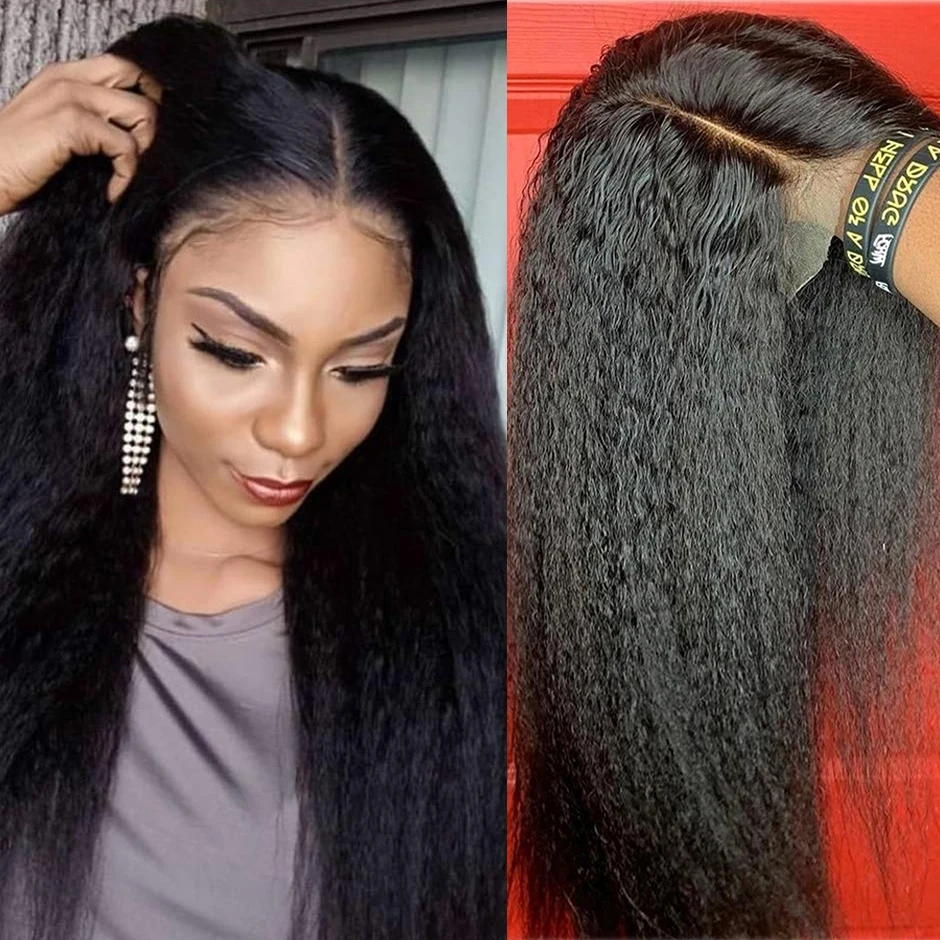 PICKU 4x4 Lace Closure Human Hair Wigs Brazilian Kinky Straight 13x4 Lace Front Wigs for Women Preplucked Full Yaki Straight Wig