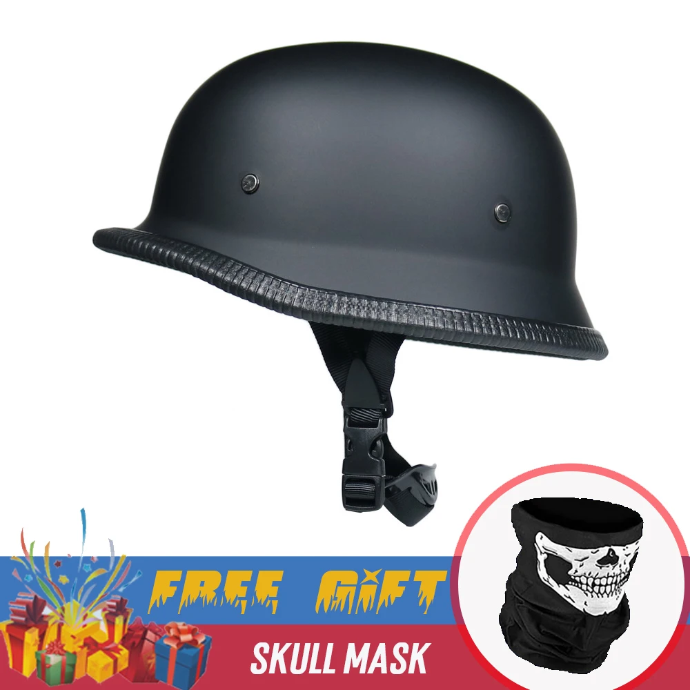Unisex Retro half Motorcycle Helmets Matte Black German Half Face Helmet Chopper Cruiser Biker M/L/XL casque moto