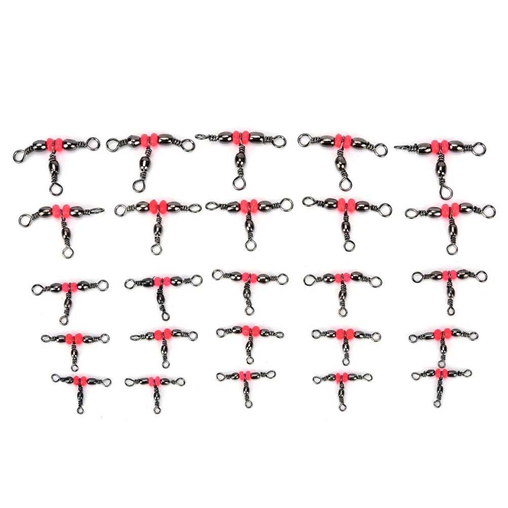 50pcs/Set Fishing Snap Swivel 3 Way Swivel Connecting Ring Fishhook Lure Line Connector Mini Fishing Tackle Accessory