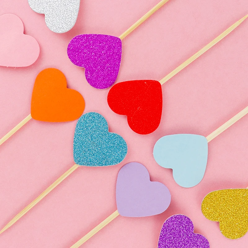 Cakelove 10 шт. ручной работы прекрасный розовый Золото Серебро Сердце украшения для капкейков торт товары для вечеринки, дня рожденья Свадебная вечеринка украшения