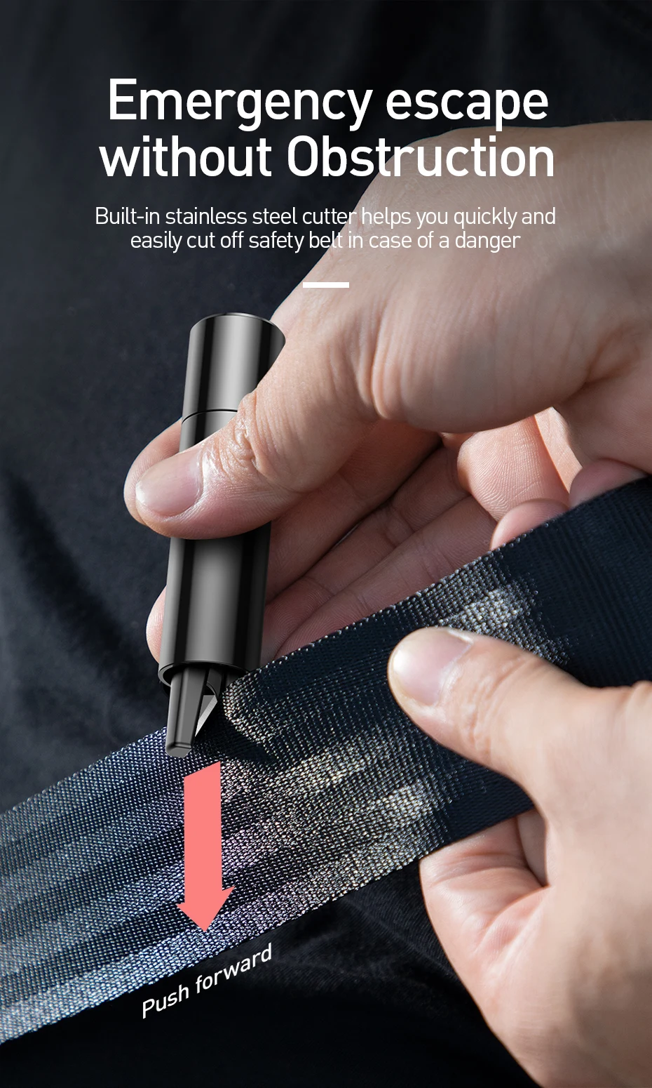 Baseus Sharp Tool Safety Hammer (Window-Breaking & Seat Belt Cutting) 8