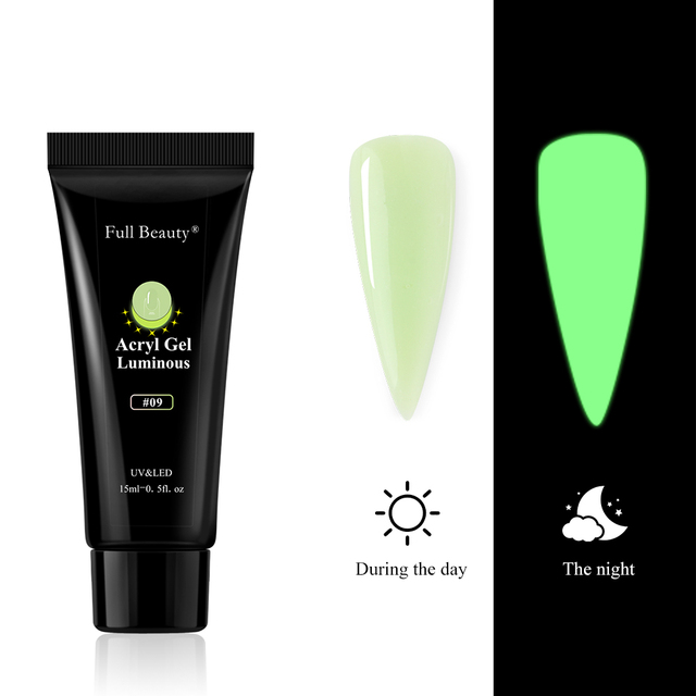 Glowing In Dark Poly UV Extension Gel Luminous Acrygel For Nail Neon Design Reflective Varnishes For Manicure Decor FB1832