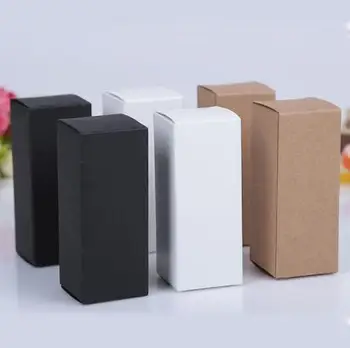 

50pcs 6 sizes Black white Kraft Paper cardboard box Lipstick Cosmetic Perfume Bottle Kraft Paper Box Essential Oil Packaging Box