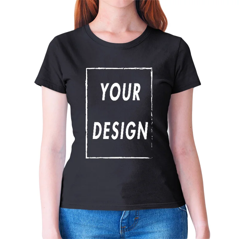 Custom T-Shirt Text Print Add-Your-Own-Design High-Quality Women 100%Cotton Picture The