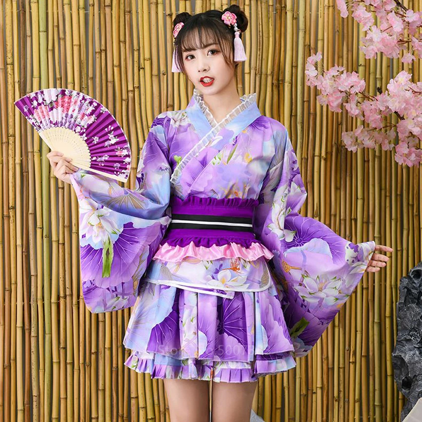 kimono women haori Harajuku Japanese yukata retro girl cherry blossom