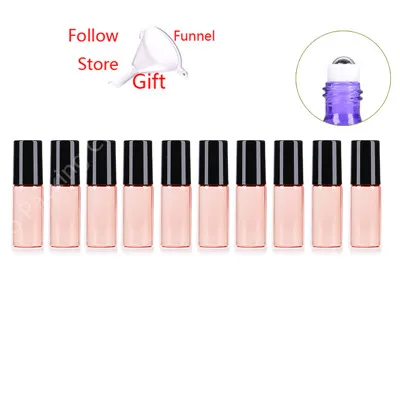 E 10pcs 5ml Glass Essential Oil Roller Bottles Glass Roller Balls Candy-colored Perfumes Lip Balms Glass Bottle with Steel roller - Цвет: E