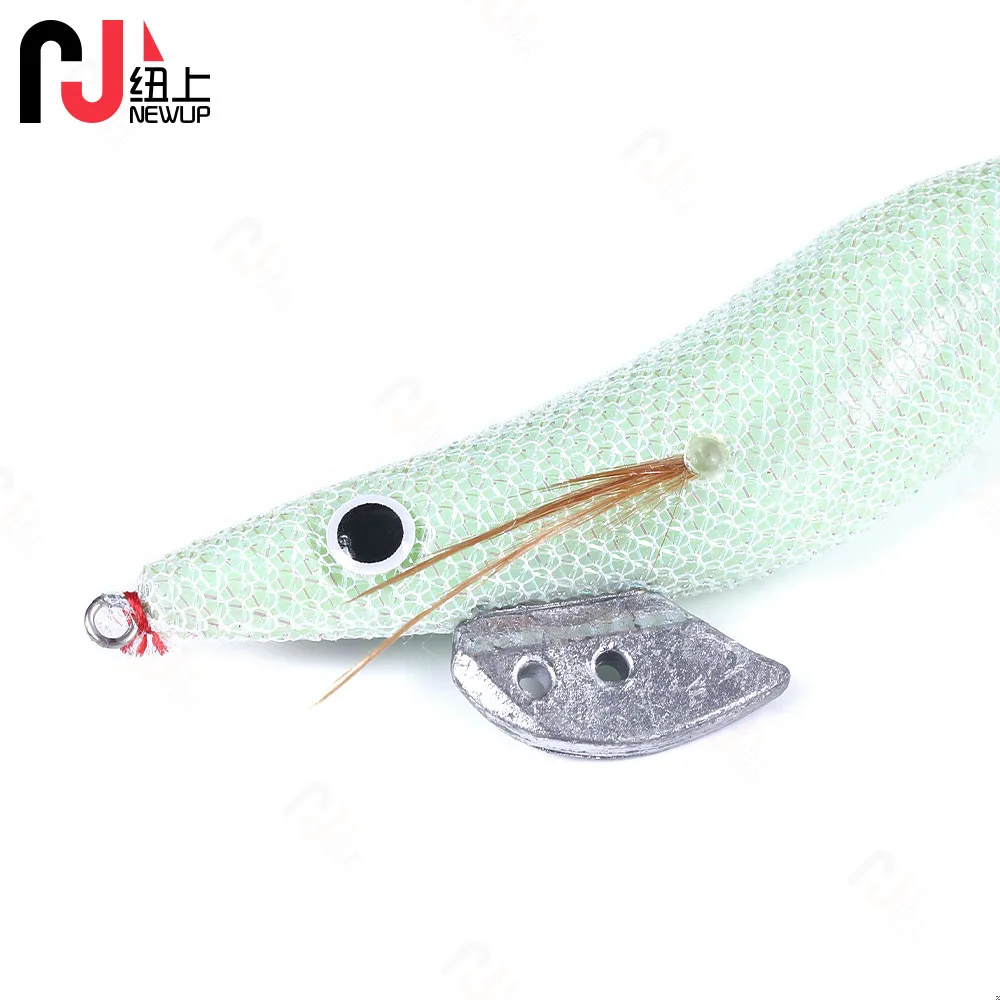 Description Picture 6 of itemNEW UP 1PCS Fishing Lure Luminous Squid Jigs White Glow Wood Shrimp with Octopus Squid Jig Hooks Cuttlefish