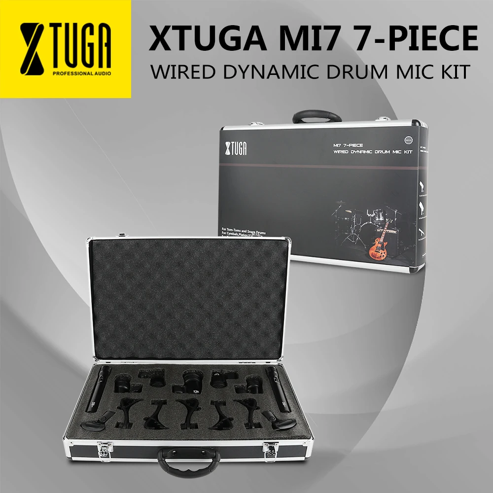 XTUGA MI7 7-Piece Wired Dynamic Drum Mic Kit 