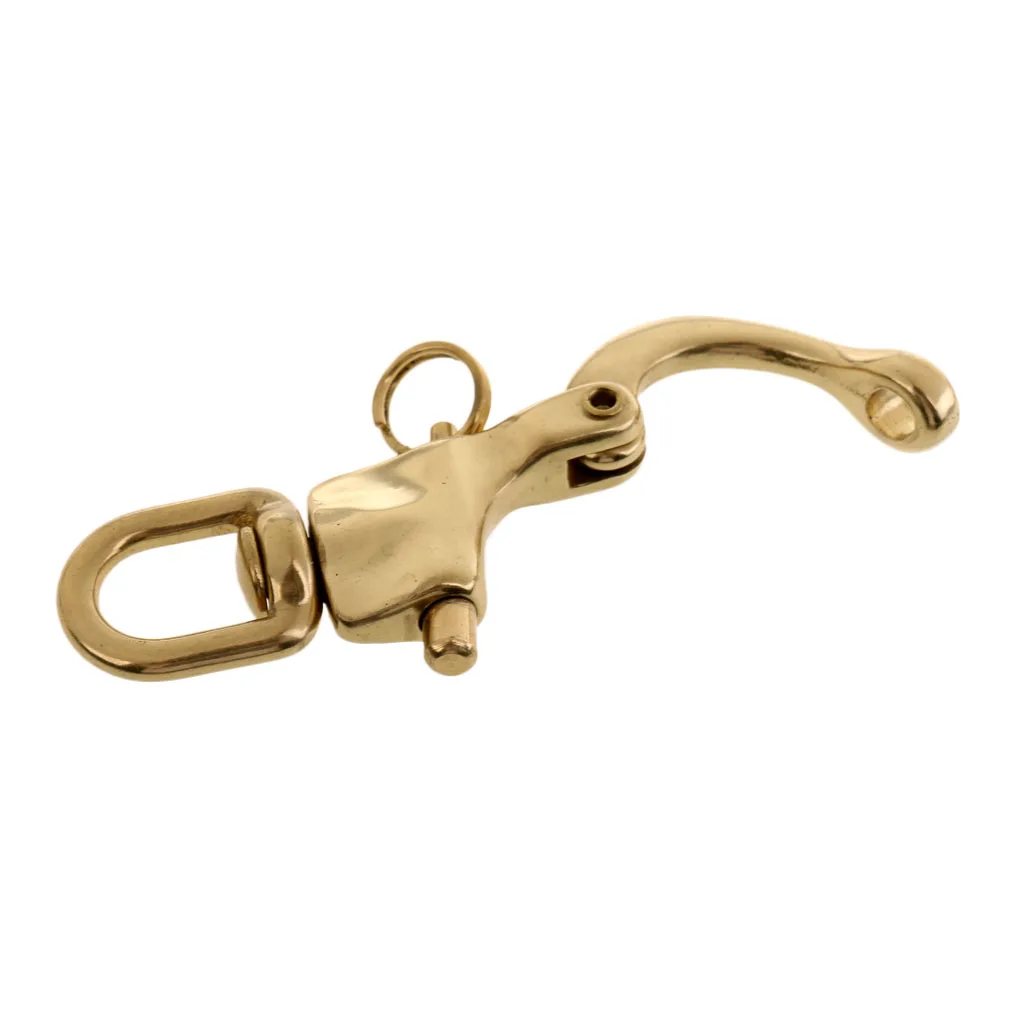 2 Pieces 72mm Swivel Eye Snap Shackle Quick Release Bail Rigging Sailing Boat Marine Brass Clip
