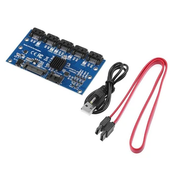 

SATA3.0 Mini 1 To 5 Port Accessories 6Gbps Expansion Card Professional Adapter Riser Multiplier Controller 7pin Motherboard
