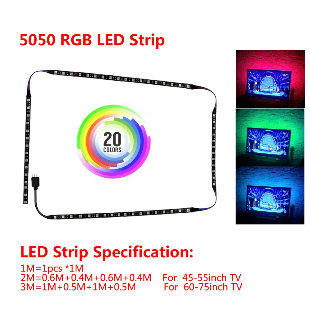 Гибкая светодиодная лента RGB 5050 5 В 50 см 1 м 2 3 м|Светодиодные ленты| |