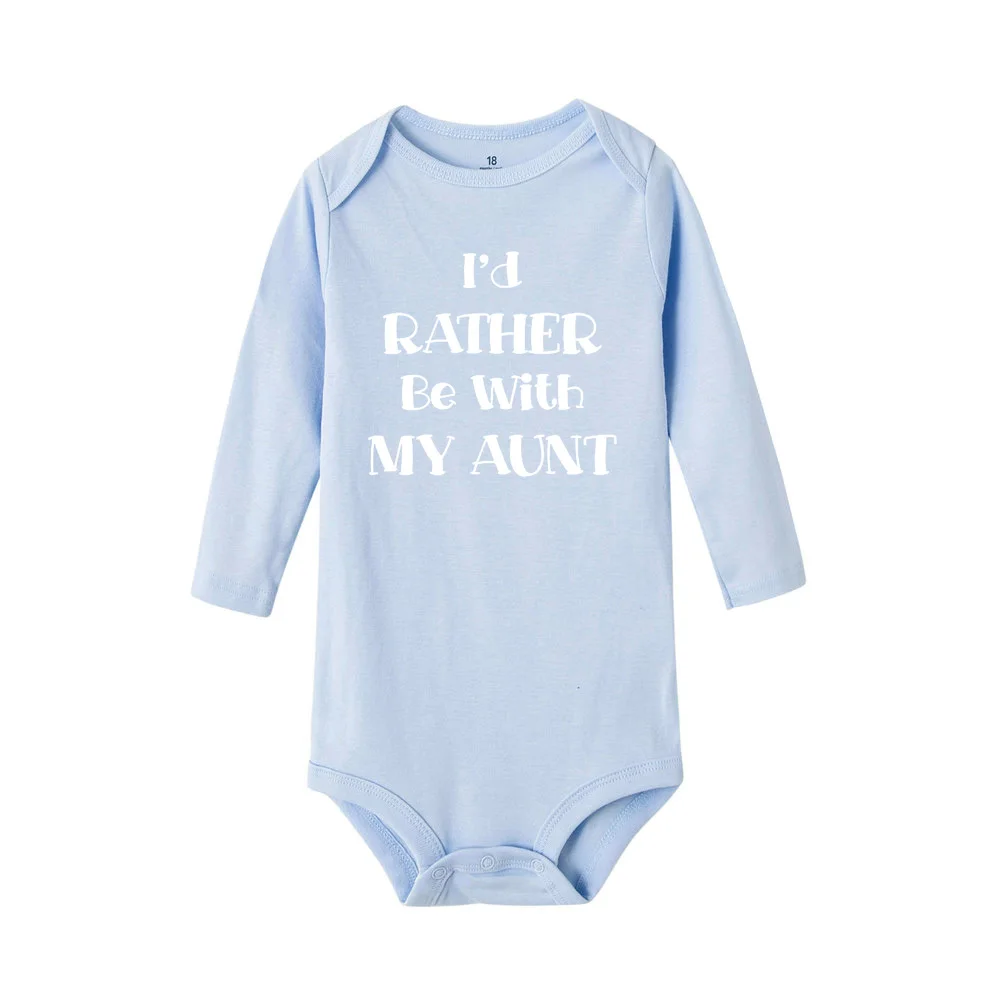 Хипстерский хлопковый боди для новорожденных, с надписью «I 'd want Be with My tunt Infant», комбинезон с длинными рукавами для малышей