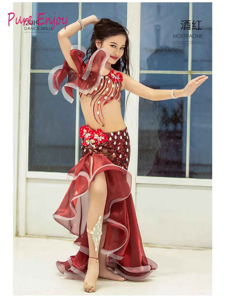 Детский Belly Dance Performance Service Бюстгальтер длинная юбка восточный костюм Одежда для танцев Танцевальный костюм
