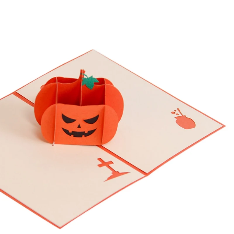  Halloween 3D Popup Angry Pumpkin Greeting Card Creative Holiday Invitations Card Envelope Included  - 4.00006E+12